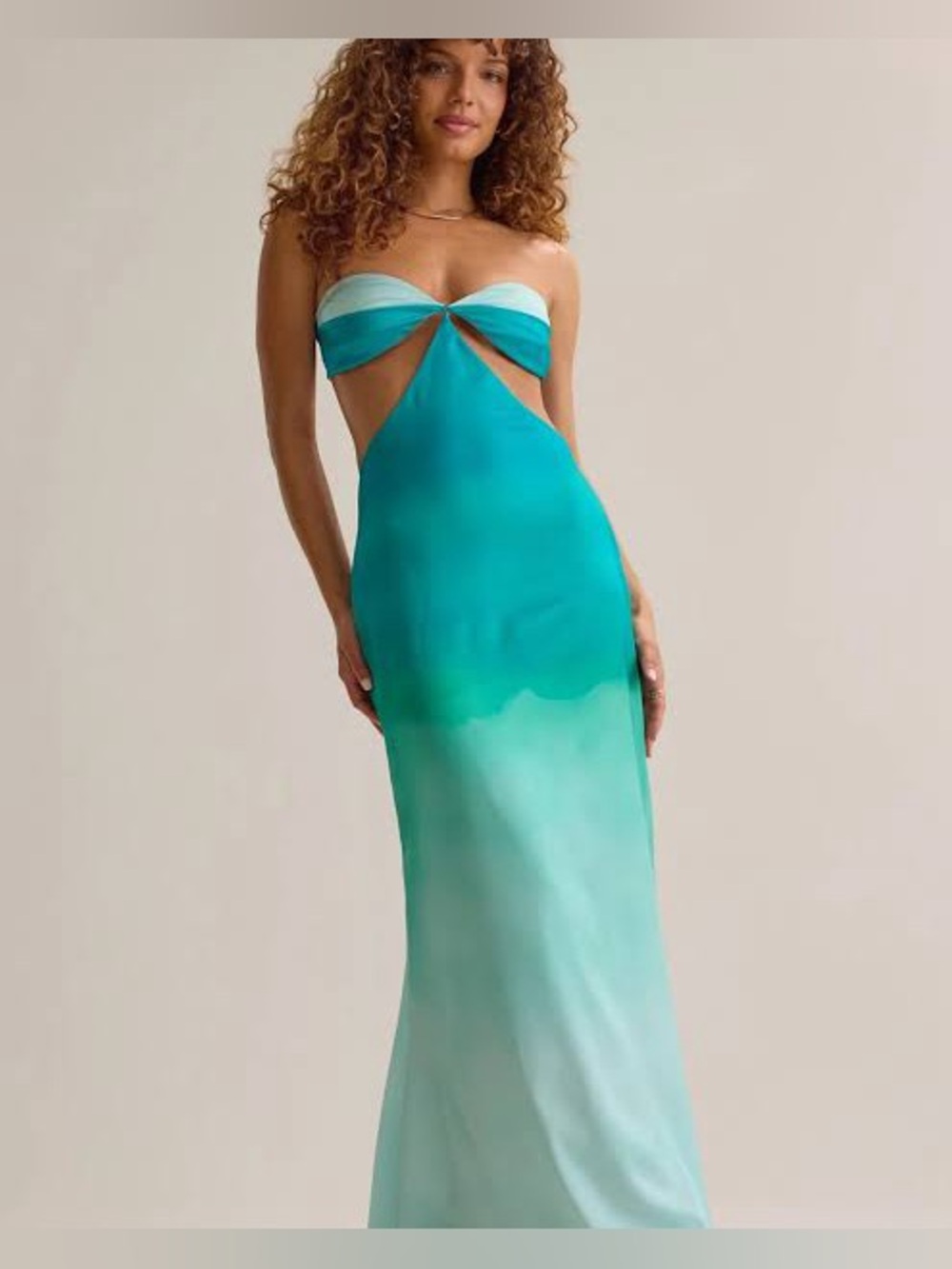 Altar'd State Sunny Teal to Light Aqua Ombre Backless Maxi Dress NWT Sz Small